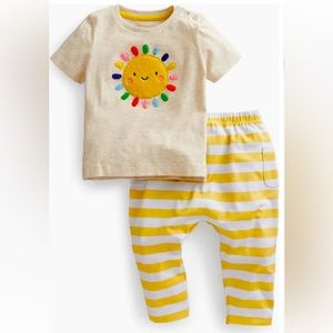 Baby Boden sun appliqué graphic tee and striped legging set, size 18-24 months